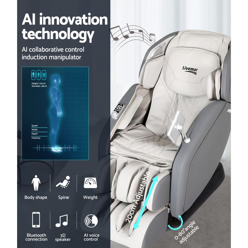 Livemor 4D Massage Chair with Electric Recliner - Full Body Shiatsu Massage for Home & Office - Perfect for Relaxation, Pain Relief & Stress Relief