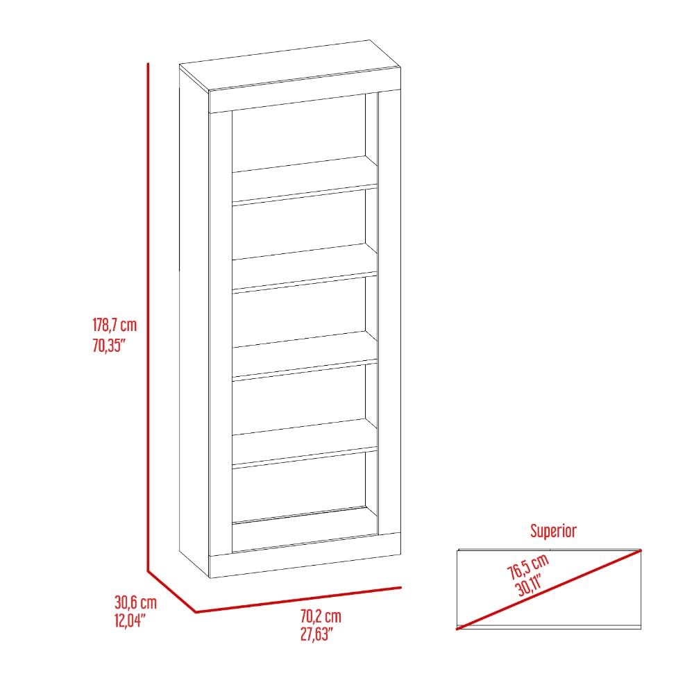 Tuhome Andina Bookcase Black - Modern Wooden Bookshelf for Home Office, Living Room & Bedroom Storage Organizer