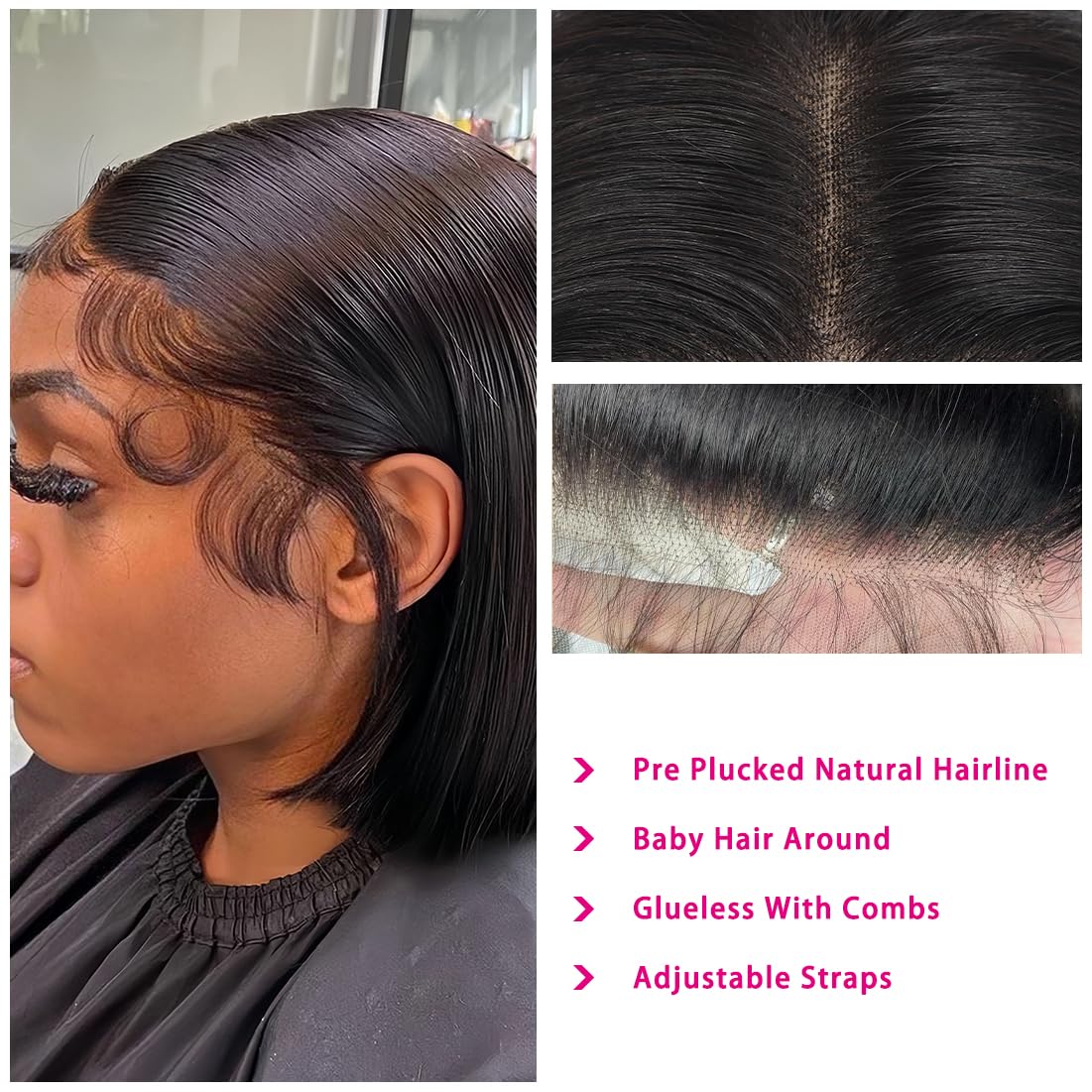 10 Inch HD Lace Front Bob Wig - 13x4 Pre-Plucked Human Hair Wig with 180% Density - Glueless Straight Short Bob Wig for Black Women (Natural Color) - Perfect for Daily Wear, Cosplay & Special Occasions