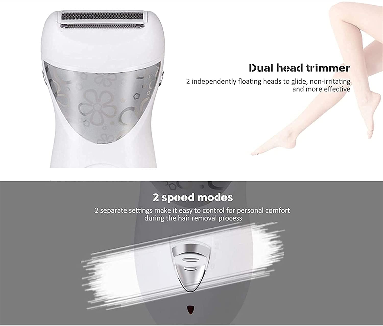 3-in-1 Rechargeable Epilator for Women - Electric Hair Removal Device with Foot File for Legs, Underarms & Bikini Area | Smooth Skin Solution for Home & Travel Use