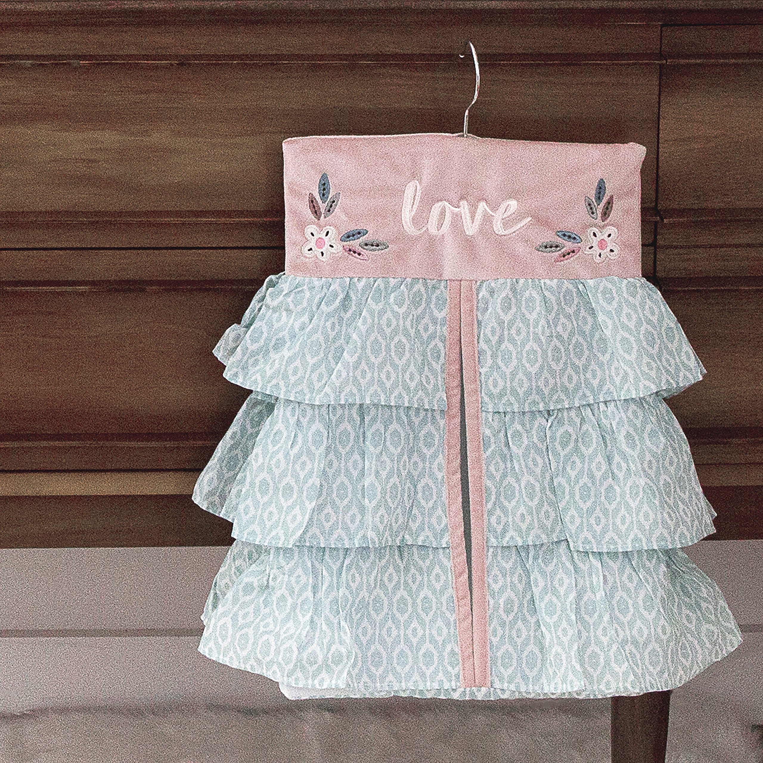 Levtex Baby Everly 5-Piece Crib Bedding Set - Woodland Deer & Friends Nursery Collection in Aqua Blush Grey Teal - Includes Quilt, Fitted Sheet, Diaper Stacker, Wall Decal & Bed Skirt - Perfect for Baby Shower Gifts & Nursery Decor