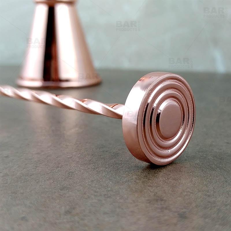 BarConic® Professional Grade Copper Plated Bar Spoon with Muddler Tip - 40cm Cocktail Mixing Tool for Bartenders & Home Bars - Perfect for Stirring, Muddling & Crafting Cocktails