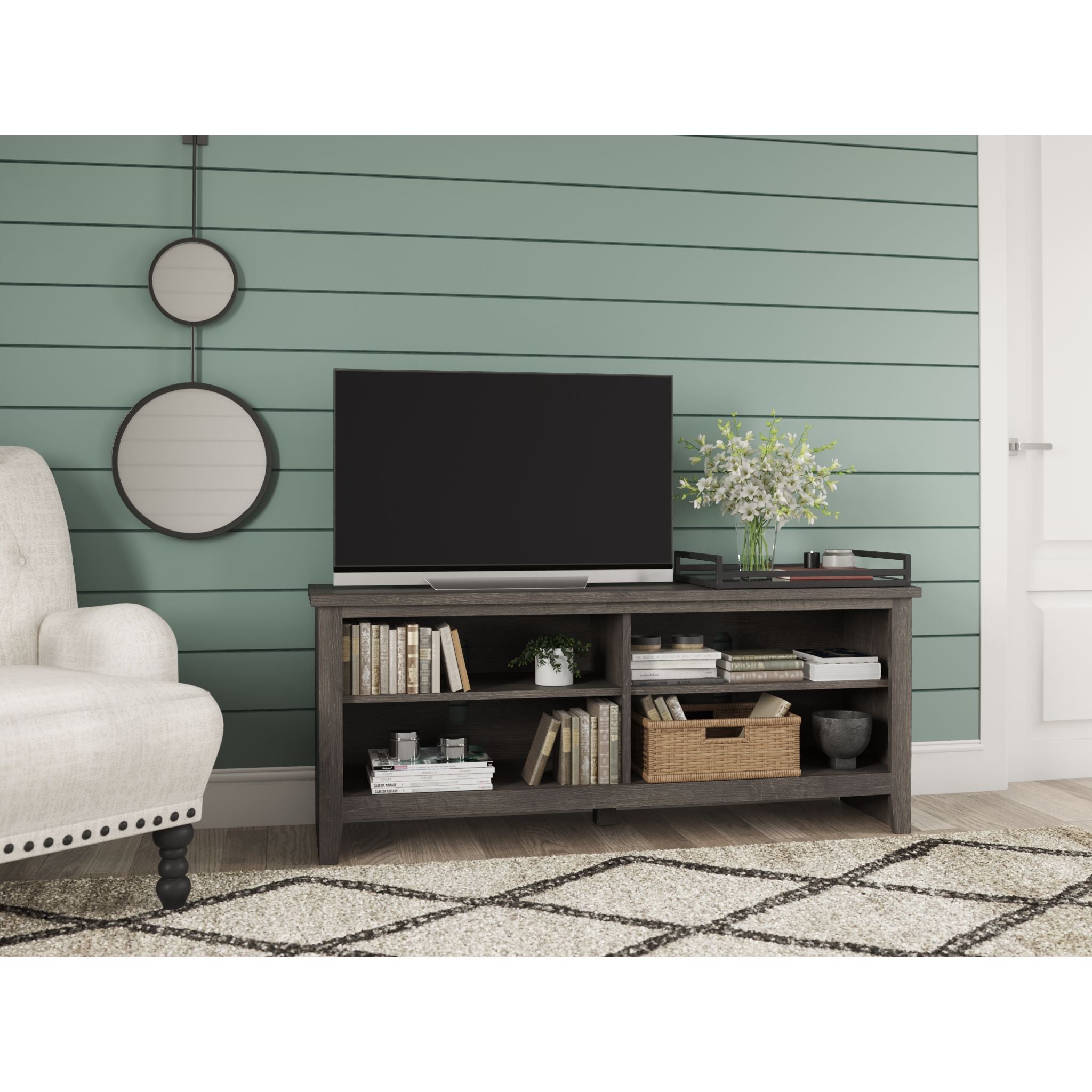 Modern Arlenbry TV Stand with Storage - Sleek Gray Entertainment Center for Living Room, Bedroom & Home Theater