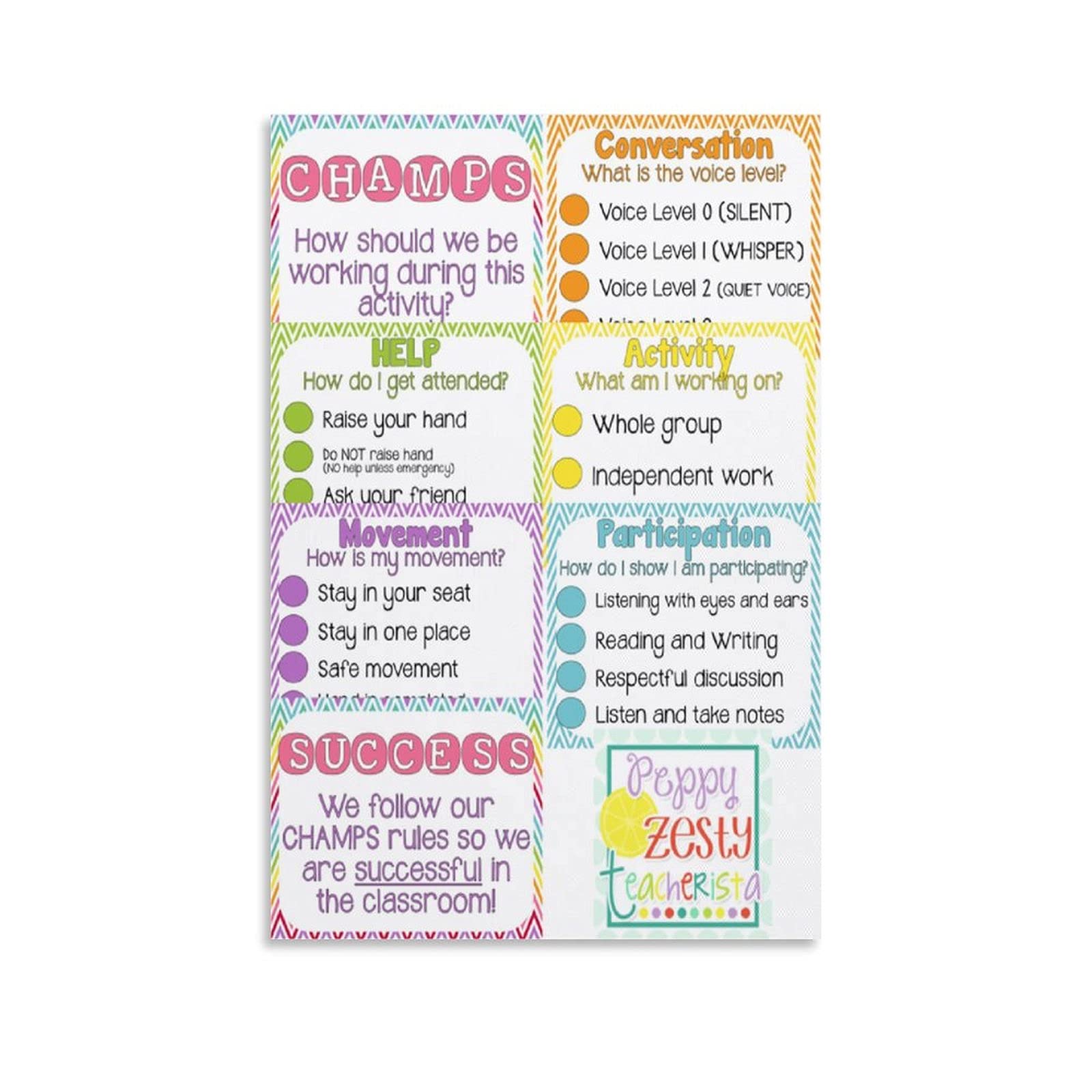 Champs Inspirational Classroom Posters - Motivational Wall Art Decor for Living Room, Bedroom & Office - 20x30inch (50x75cm) Canvas Painting - Perfect for Home, School & Workplace Decorations