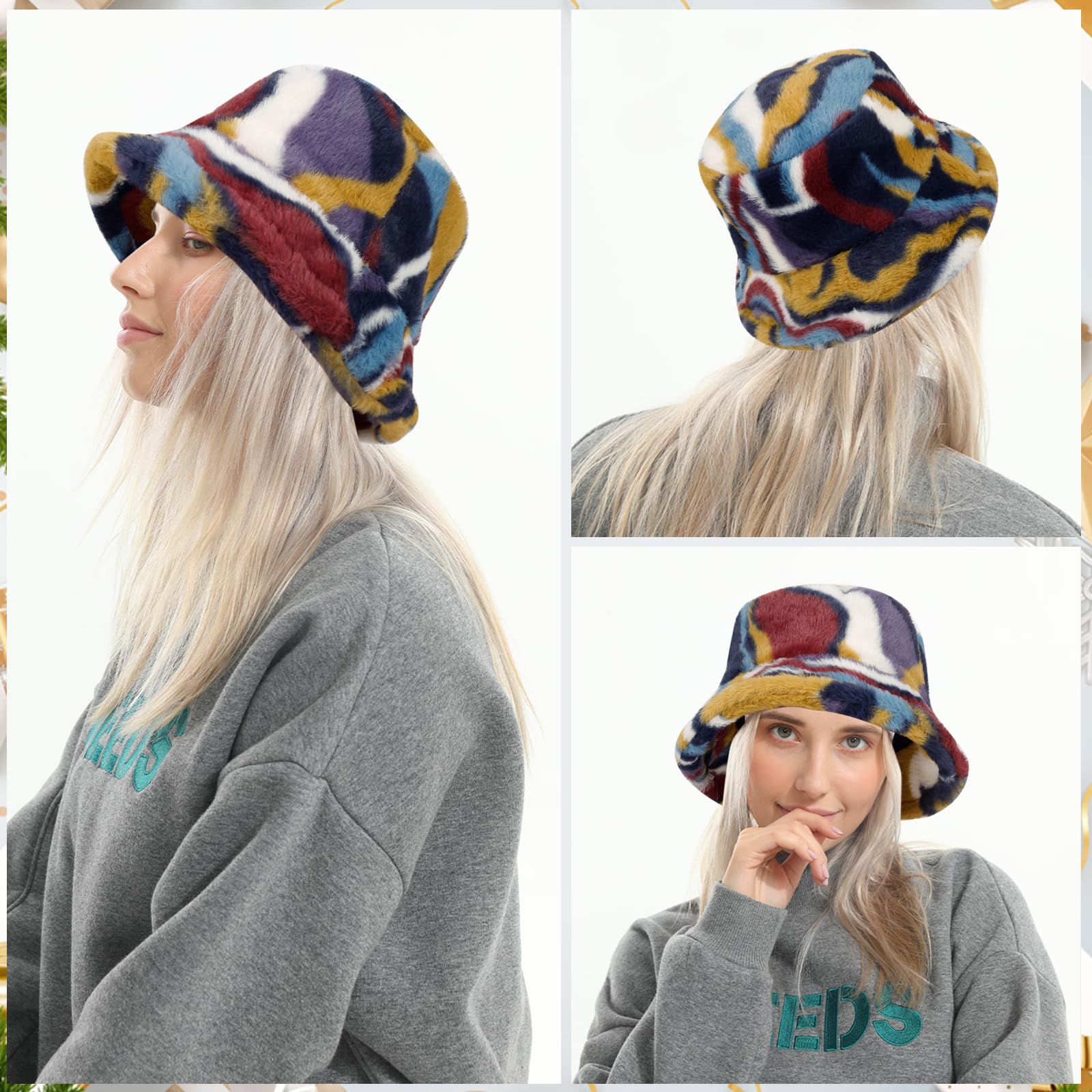 Winter Faux Fur Bucket Hat for Women - Soft Fluffy Warm Fuzzy Plush Fisherman Cap - Cozy Cold Weather Accessory for Outdoor Activities & Fashion