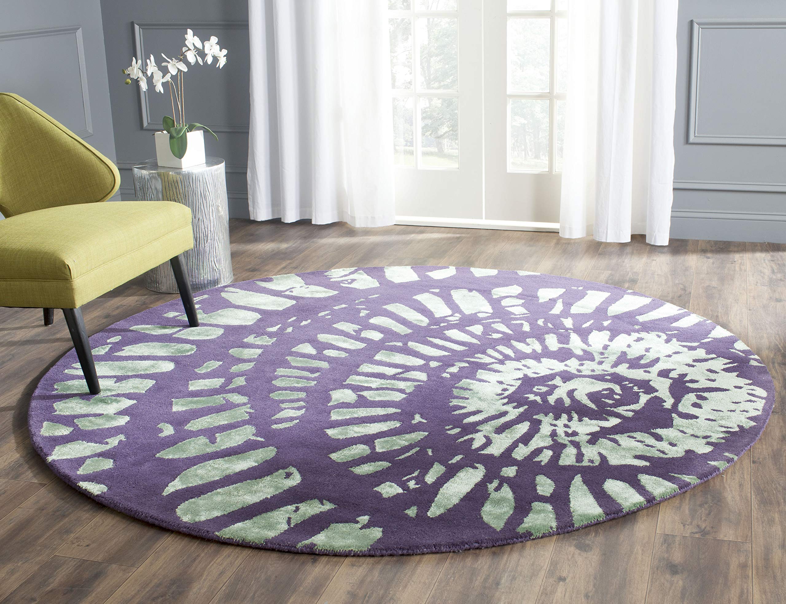 SAFAVIEH Capri Collection 7' Round Lavender/Sage CPR411C Handmade Premium Wool Area Rug - Soft Boho Chic Living Room & Bedroom Decor