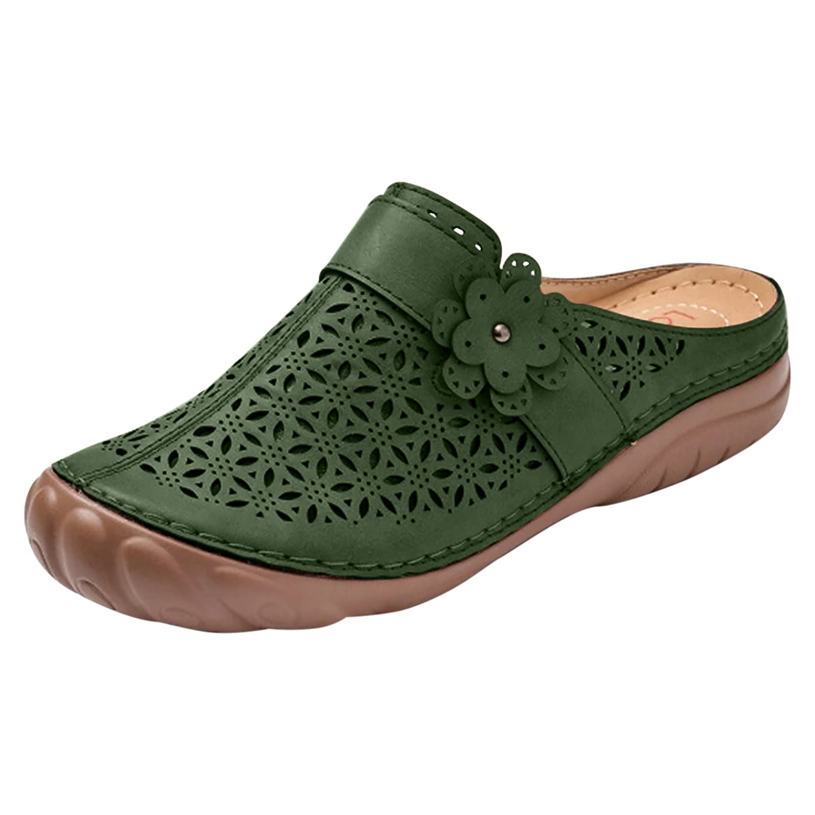 Women's Vintage Floral Clogs - Comfortable Hollow Platform Sandals for Summer | Soft Slip-On Slippers with Non-Slip Sole | Lightweight Beach Shoes & Casual Flip Flops for Walking, Gardening, and Outdoor Activities