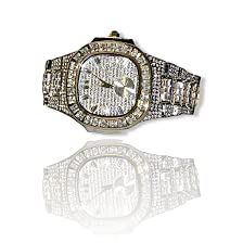 Luxury Men's Wrist Watch with CZ Diamond Bracelet - Adjustable Quartz Roman Dial Watch for Men & Women | Hip Hop Style, Custom Fit Iced Jewelry Watch - Perfect for Gifts, Parties, and Everyday Fashion