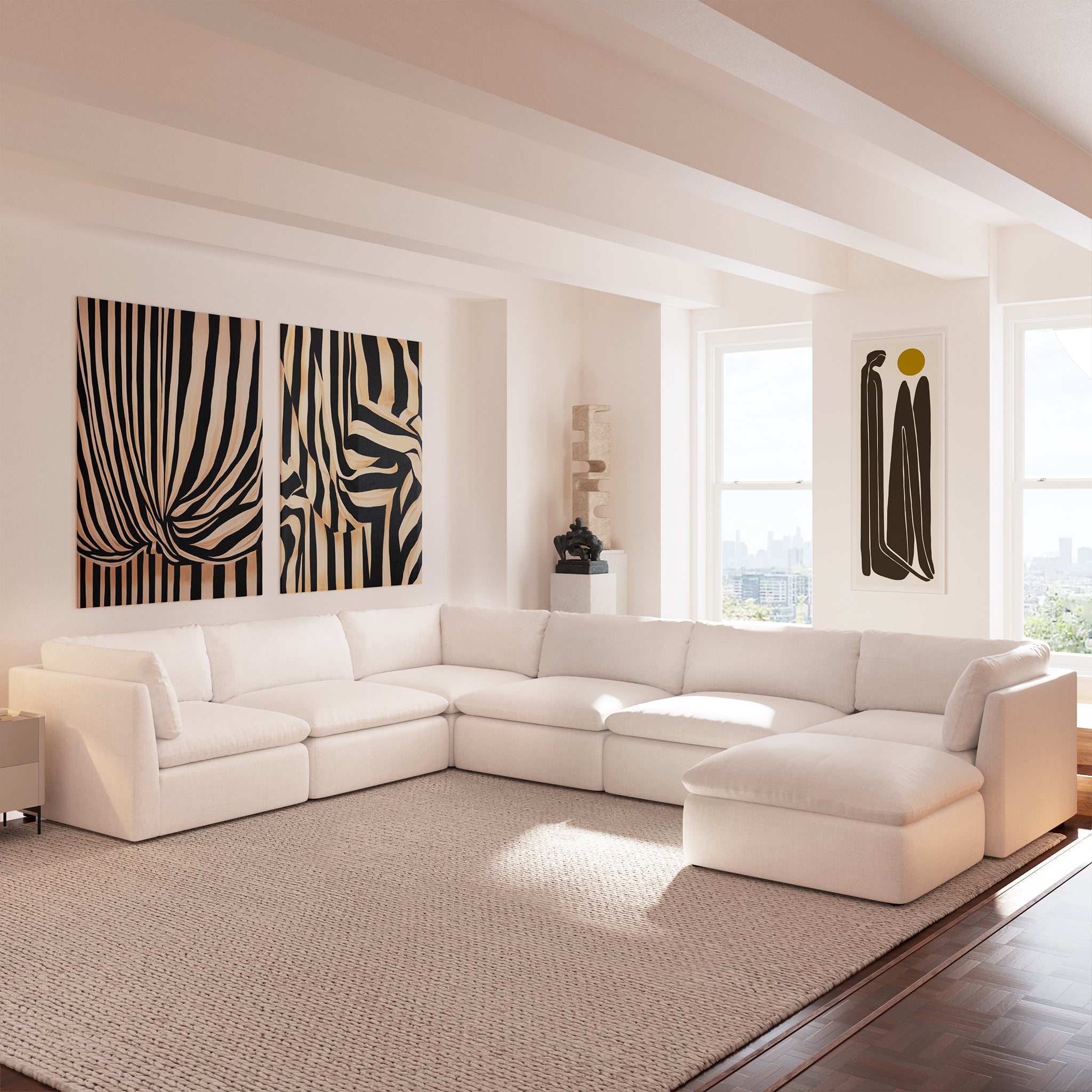 7-Seat Davos Modular Sectional Sofa with Reversible Chaise - Modern L-Shaped Couch for Living Room, Family Room & Home Theater