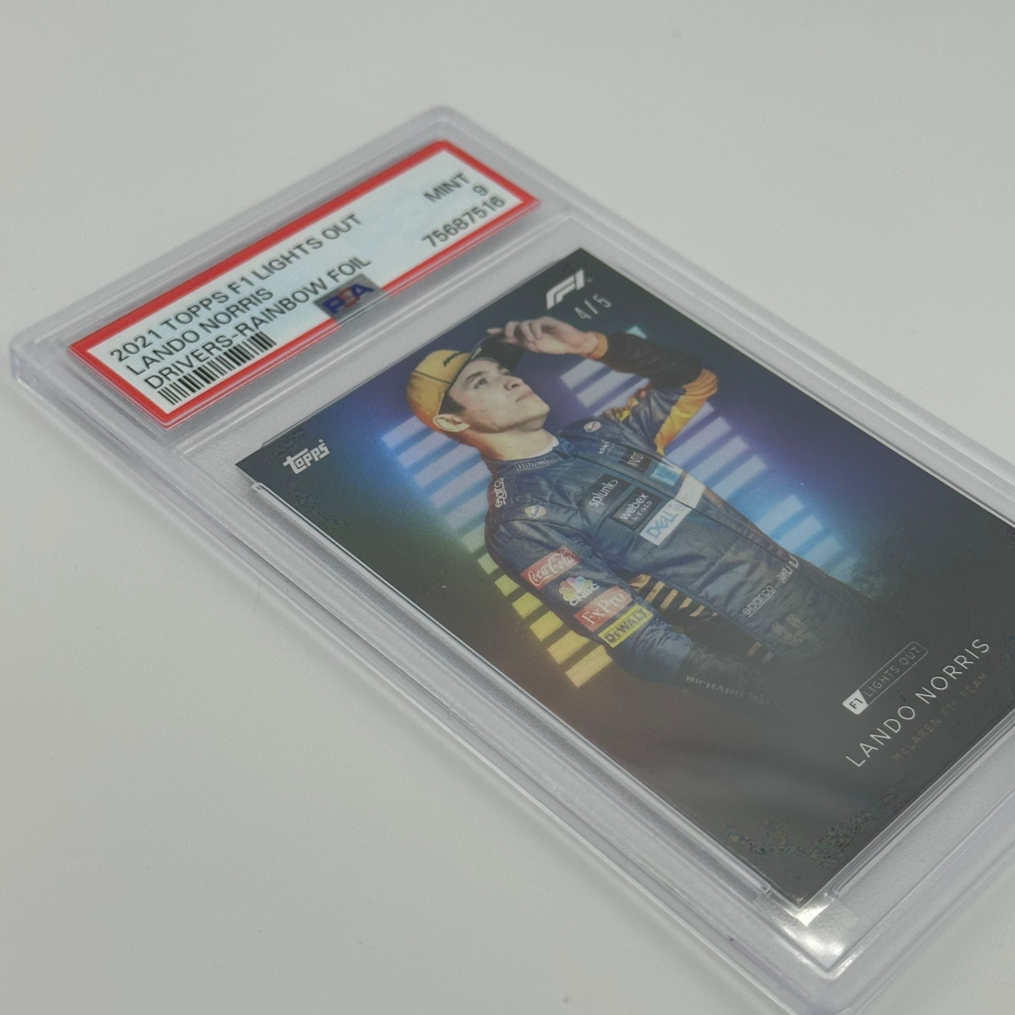 PSA 9 Lando Norris 2021 Topps Chrome Formula 1 F1 Drivers Rainbow Foil Parallel Card #4/5 - Rare Collectible for F1 Racing Fans & Sports Memorabilia Enthusiasts
