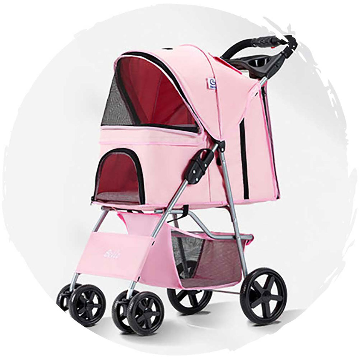 BELLO Classic 4-Wheel Foldable Dog Stroller for Small to Medium Pets (Up to 15kg/33lbs) - Perfect for Outdoor Walks, Shopping & Vet Visits