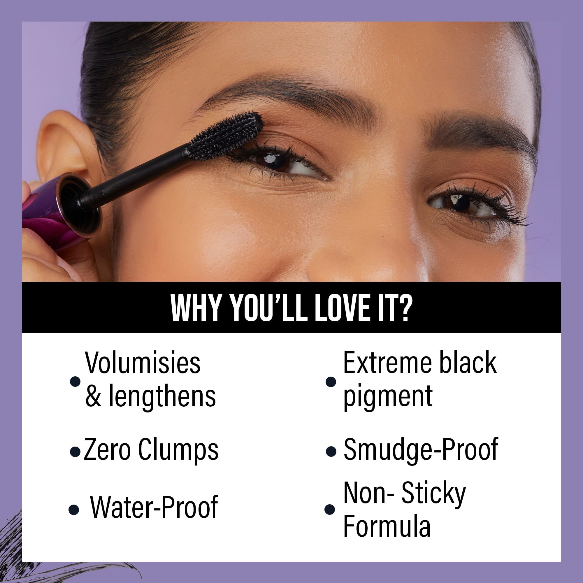 Hilary Rhoda Extreme Lashes Mascara - Volumizing & Lengthening Waterproof Mascara, 12ml | Clump-Free, Smudge-Proof & Long Lasting Formula | Perfect for Daily Wear, Special Occasions & Active Lifestyles