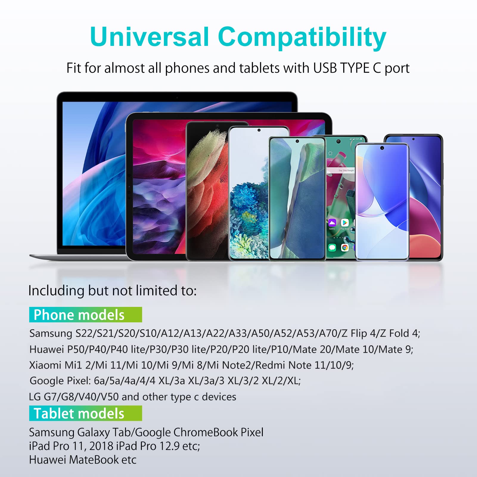 3-Pack USB C Fast Charger Cable 3FT/0.9M - Compatible with Samsung Galaxy S25/S24/S23/S22/S21/S20/A12/A13/A145G/A22/A33/A50/A52 & Huawei P40/P30/P20 Lite - High Speed Charging for Home, Office & Travel