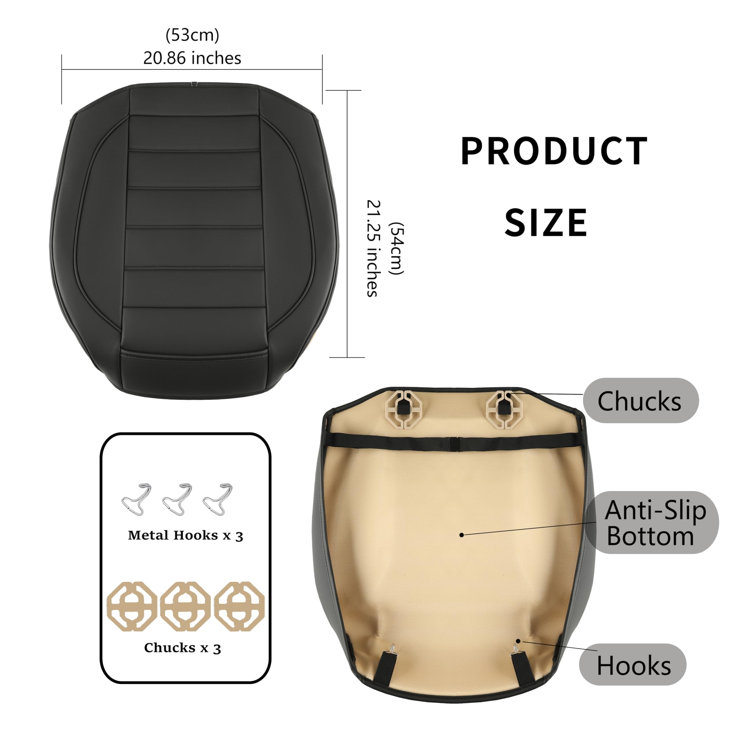 Premium 1-Pack Leather Front Car Seat Covers - Waterproof Luxury Seat Protectors for Sedans, Trucks & SUVs | Full Wrap Design with Bottom Seat Cover | Perfect for Commuting, Road Trips & Daily Protection (Black)