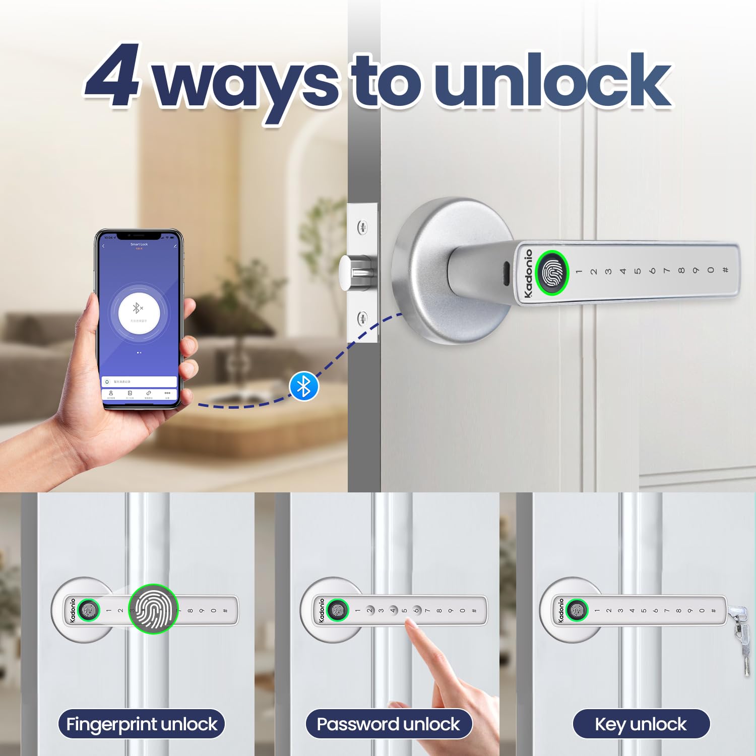 Smart Fingerprint Door Lock - Keyless Entry with APP, Code & Key for Home & Office Security