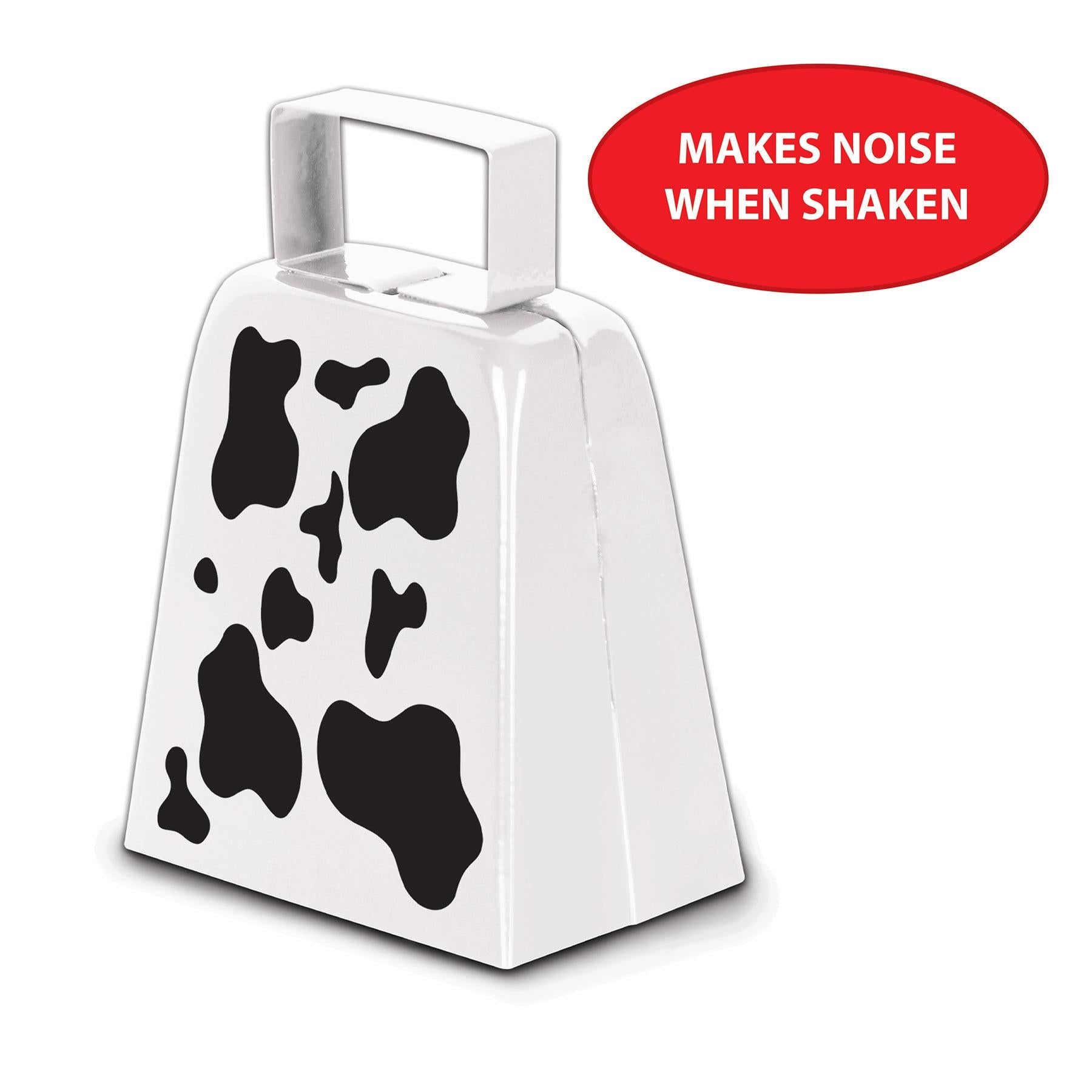 12 Pack Beistle Cow Print Cowbells - Fun Party Favors for Farm Theme Birthday, Western Decor, and Sporting Events
