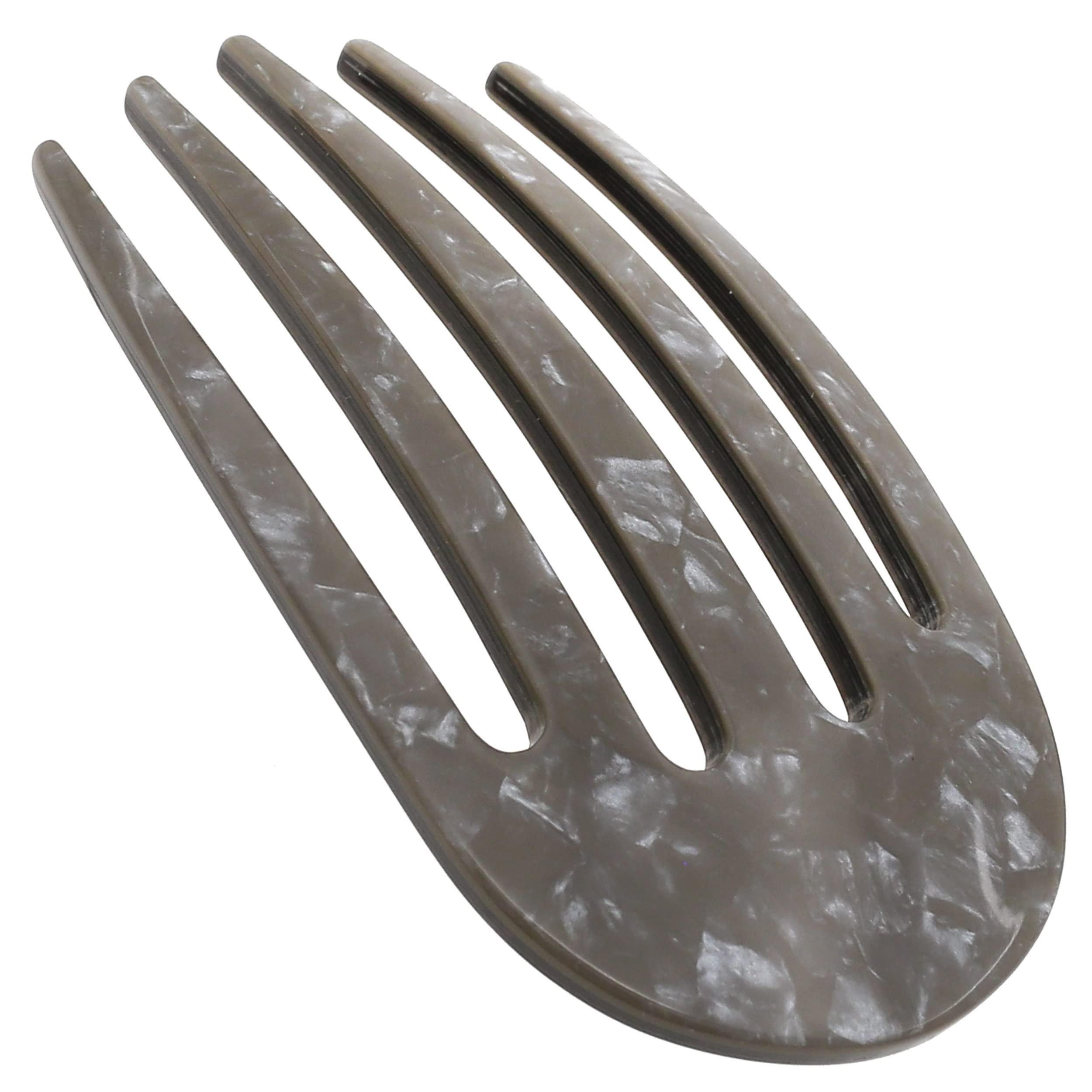 Camila Paris CP3407 French Hair Side Comb - Small Rounded Gray Hairpin | Handmade French Twist Hair Combs for Women | Strong Hold No Slip Hair Clips for Bun & Chignon | Girls Hair Accessories Made in France | Perfect for Weddings, Prom & Formal Events