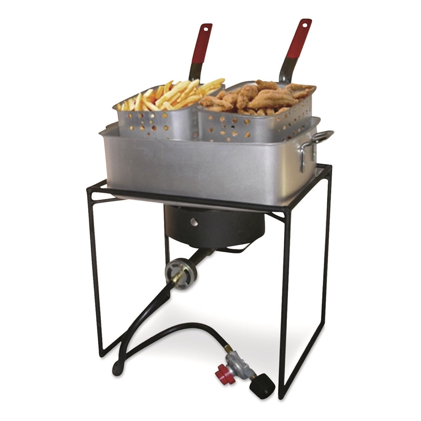 King Kooker 1618 16-Inch Propane Outdoor Cooker with Aluminum Pan & 2 Frying Baskets - Portable Gas Burner for Camping, Tailgating, Backyard BBQs, and Outdoor Cooking
