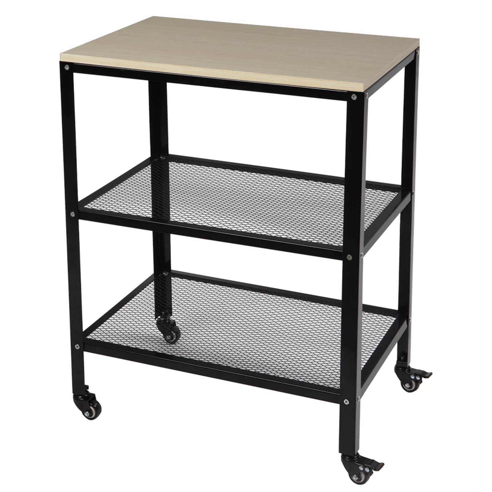 Keseno 3-Tier Rolling Microwave Cart - White Metal Kitchen Utility Storage Organizer with Wheels | Perfect for Small Spaces, Bedroom, Living Room & Kitchen Organization