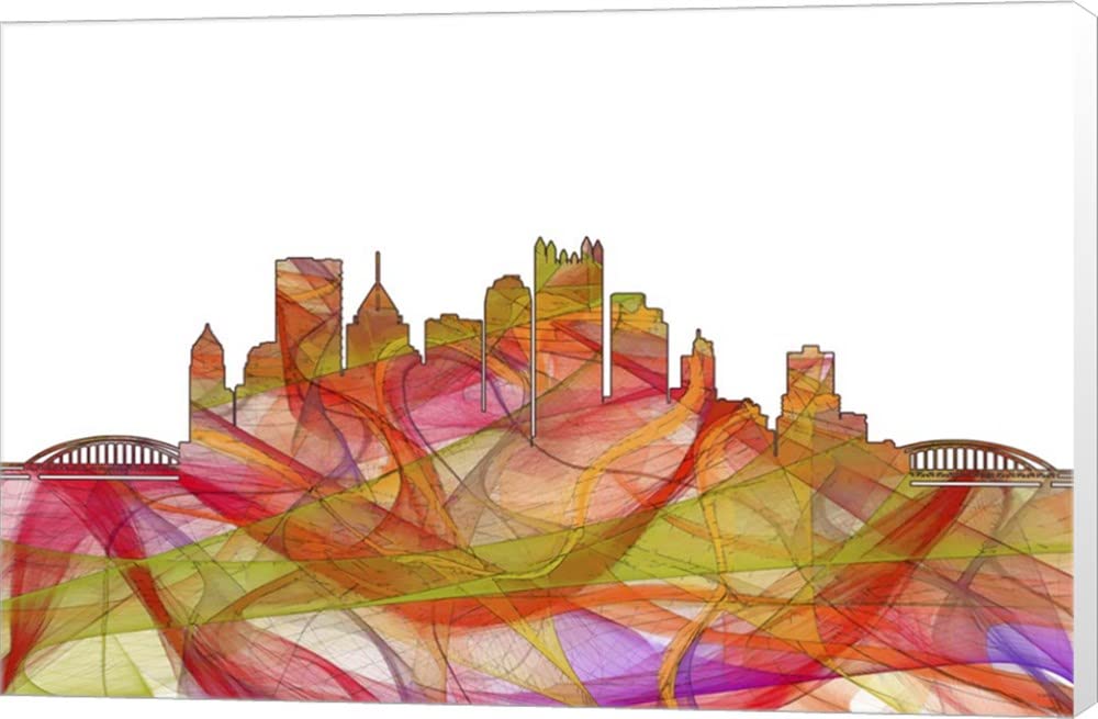 Pittsburgh Pennsylvania Summer Swirl Canvas Art by Marlene Watson - 12x8 Inch Museum Wrapped Wall Decor - Perfect for Living Room, Bedroom & Office
