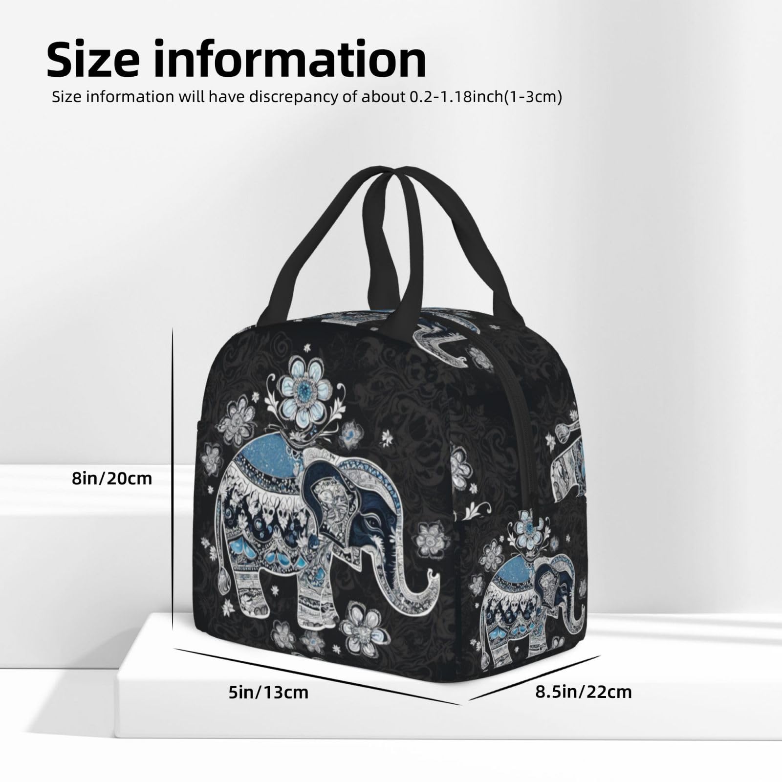 Insulated Mandala Elephant Lunch Box - Reusable Thermal Meal Bag for Kids, Adults, School, Work, Travel & Picnic | Eco-Friendly Food Container for Boys, Girls, Men & Women