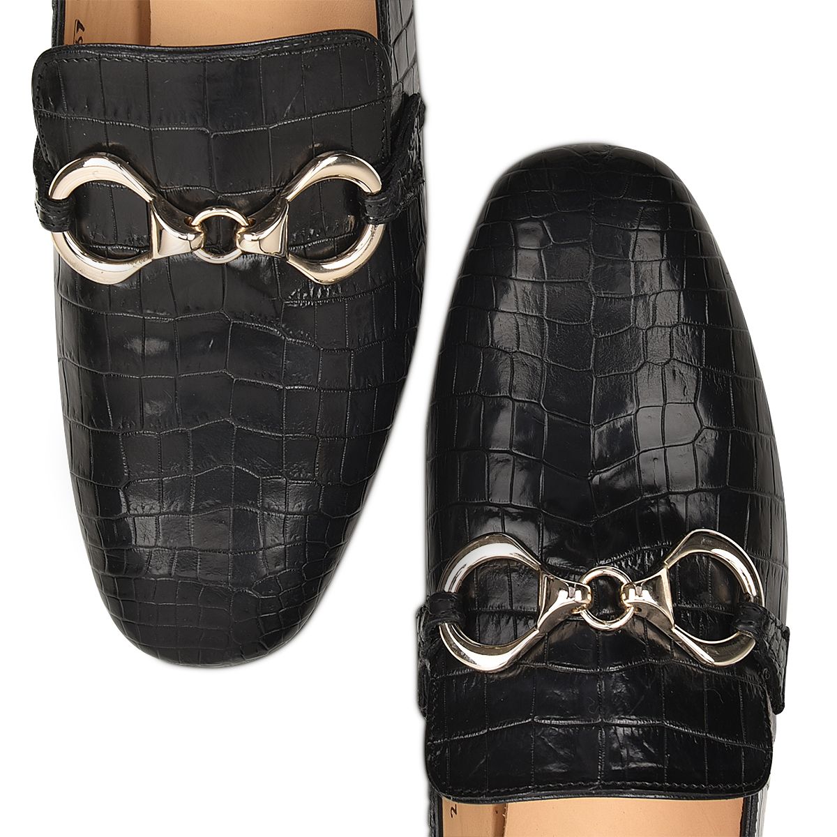Women's Cuadra Black Casual Dress Loafers with Nile Crocodile Bit - Stylish & Comfortable for Work, Office & Everyday Wear
