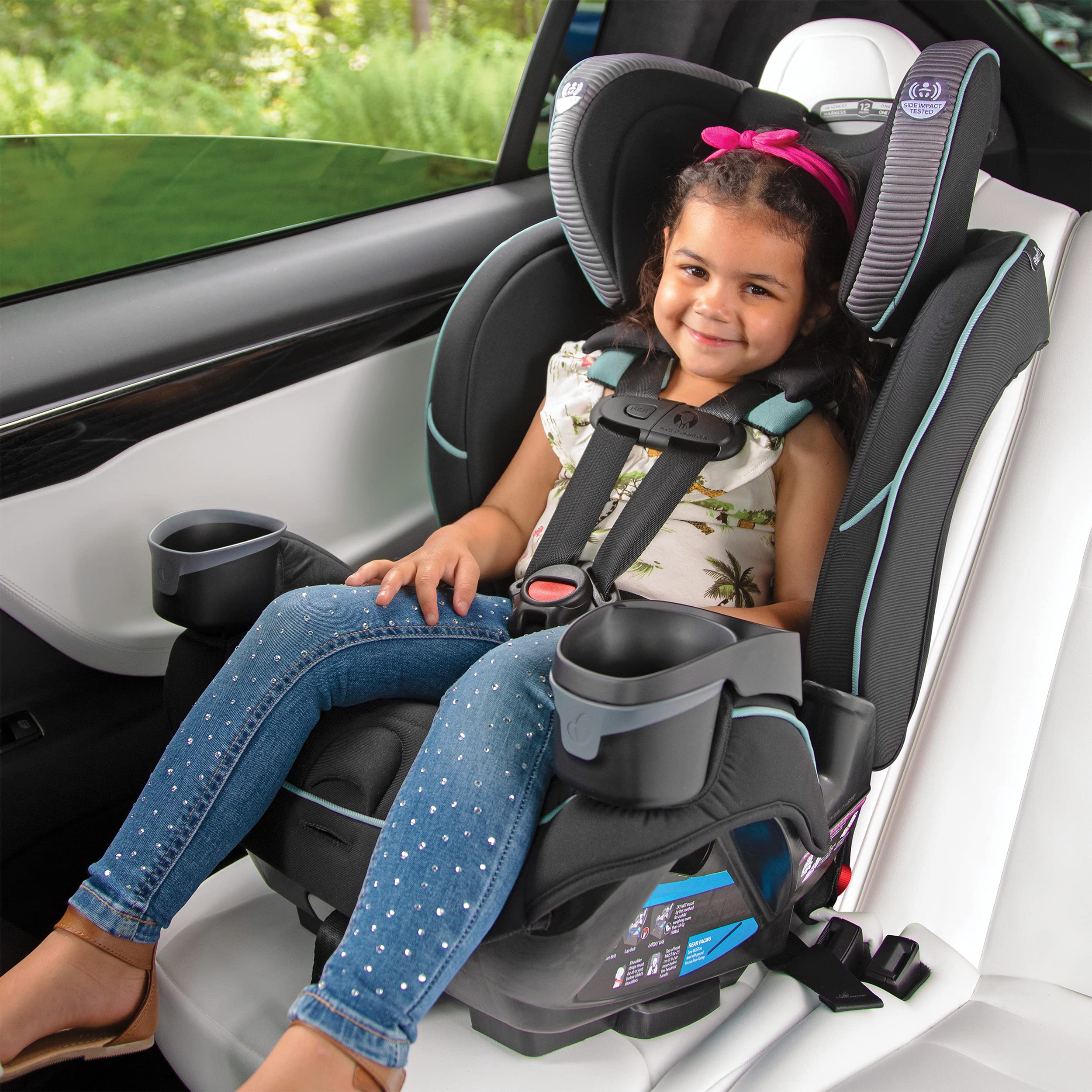 Evenflo EveryFit 3-in-1 & All4One Convertible Car Seat - Winston Gray | Rear-Facing, Forward-Facing & Booster Seat | Safe & Comfortable for Infants to Toddlers | Perfect for Family Travel & Daily Commutes