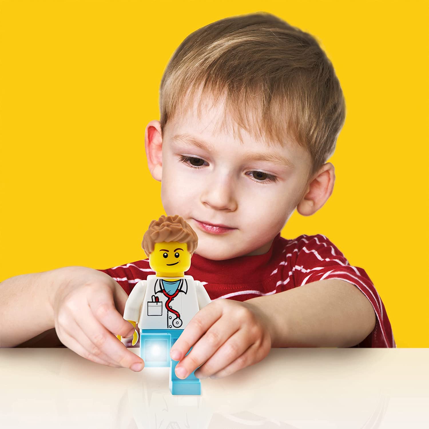 IQ Lego Iconic Male Doctor Figure with LED Flashlight - Battery-Powered Toy for Kids (7.62 x 4.14 x 13.97 cm) - Auto Shut-Off Timer - Includes Batteries - Perfect for Role Play, STEM Learning & Collectible Display