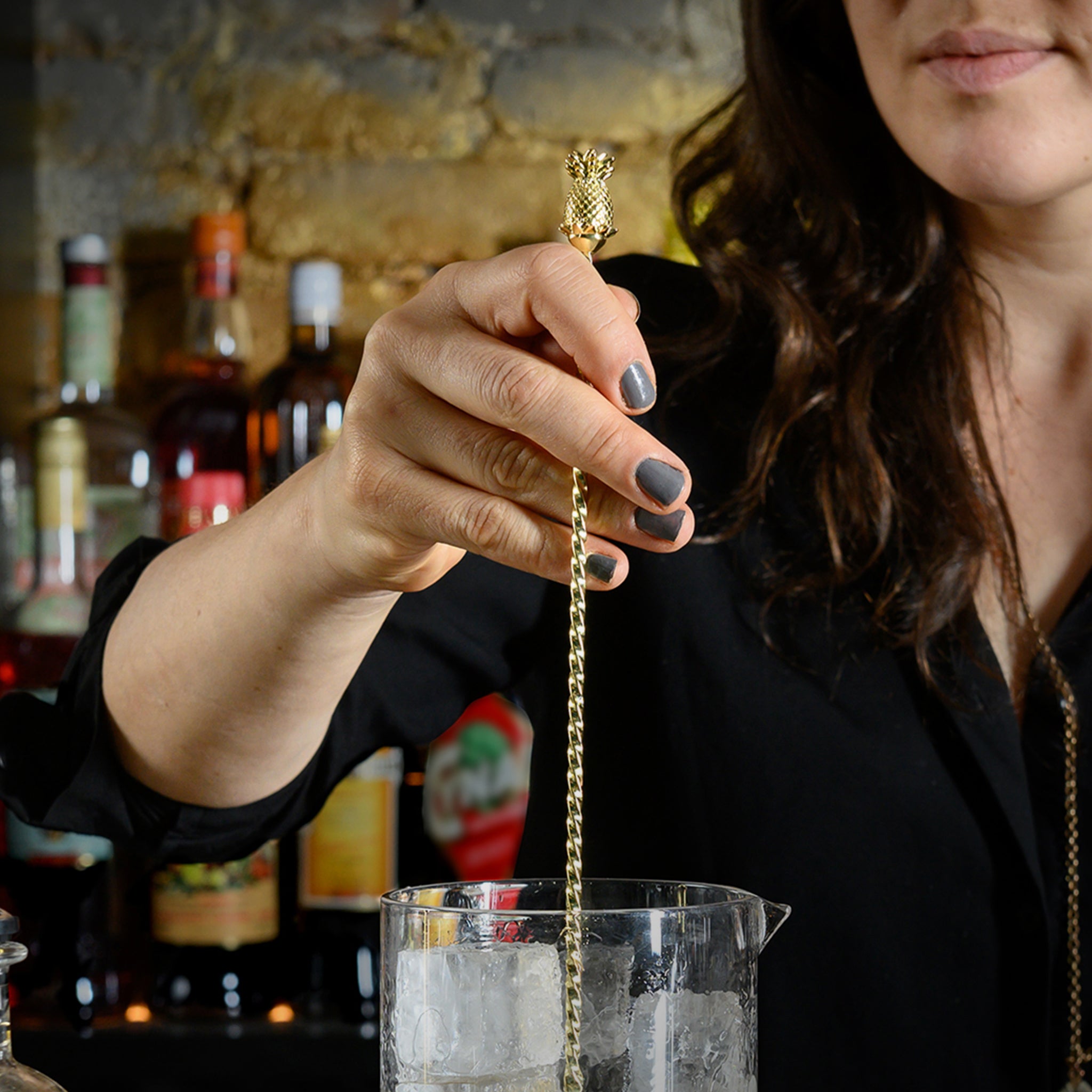 BULU™ Pineapple Bar Spoon - Copper Plated 33.5cm Cocktail Mixing Tool for Home Bars & Professional Bartenders - Perfect for Mojitos, Martinis & Craft Cocktails