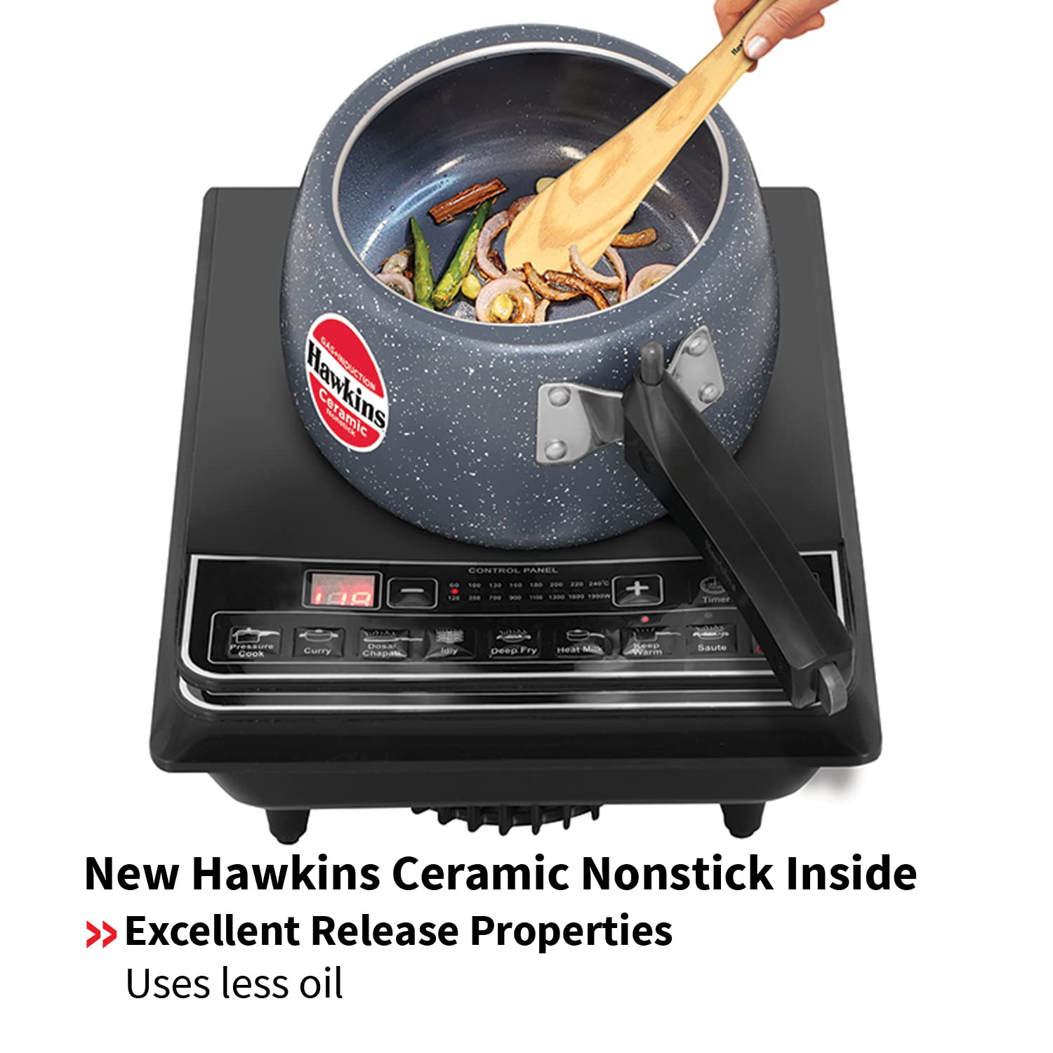 HAWKINS 3L Ceramic Nonstick Pressure Cooker with Induction Compatible Inner Lid - Granite Contura Design for Fast & Even Cooking - Perfect for Soups, Stews & Meal Prep (ICC30)