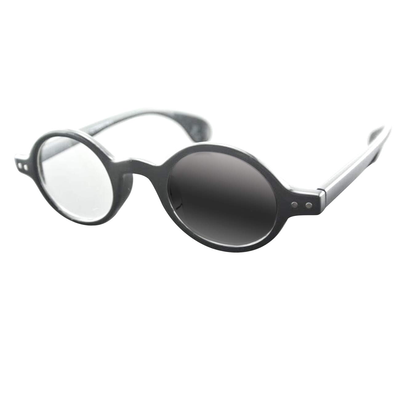 Retro Round Photochromic Multifocal Progressive Reading Glasses for Men & Women - Light Adjusting Lenses for Indoor/Outdoor Reading & Computer Use