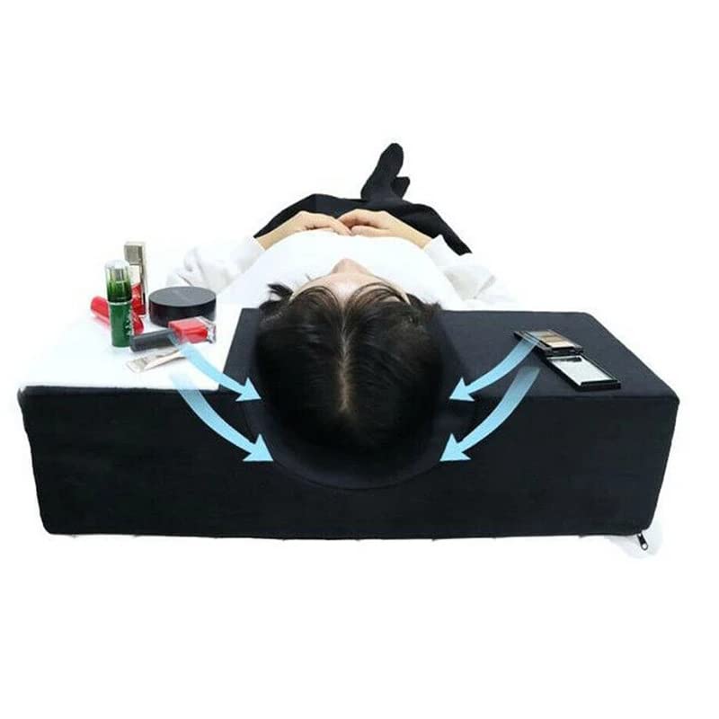 Koolouispoper Grafted Eyelash Extension Pillow - U-Shaped Memory Foam Neck Support for Lash Technicians & Makeup Artists - Salon Comfort with Storage Pocket (Black) - Perfect for Eyelash Extensions, Microblading & Beauty Treatments
