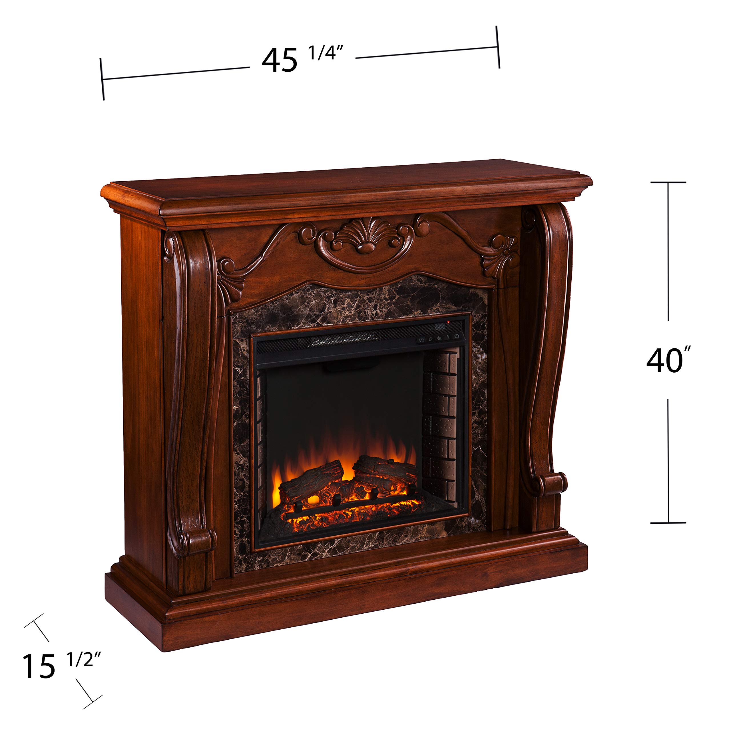 Cardona Electric Fireplace Heater - Realistic Walnut Finish, 1500W, Remote Control - Perfect for Living Room, Bedroom & Office Warmth