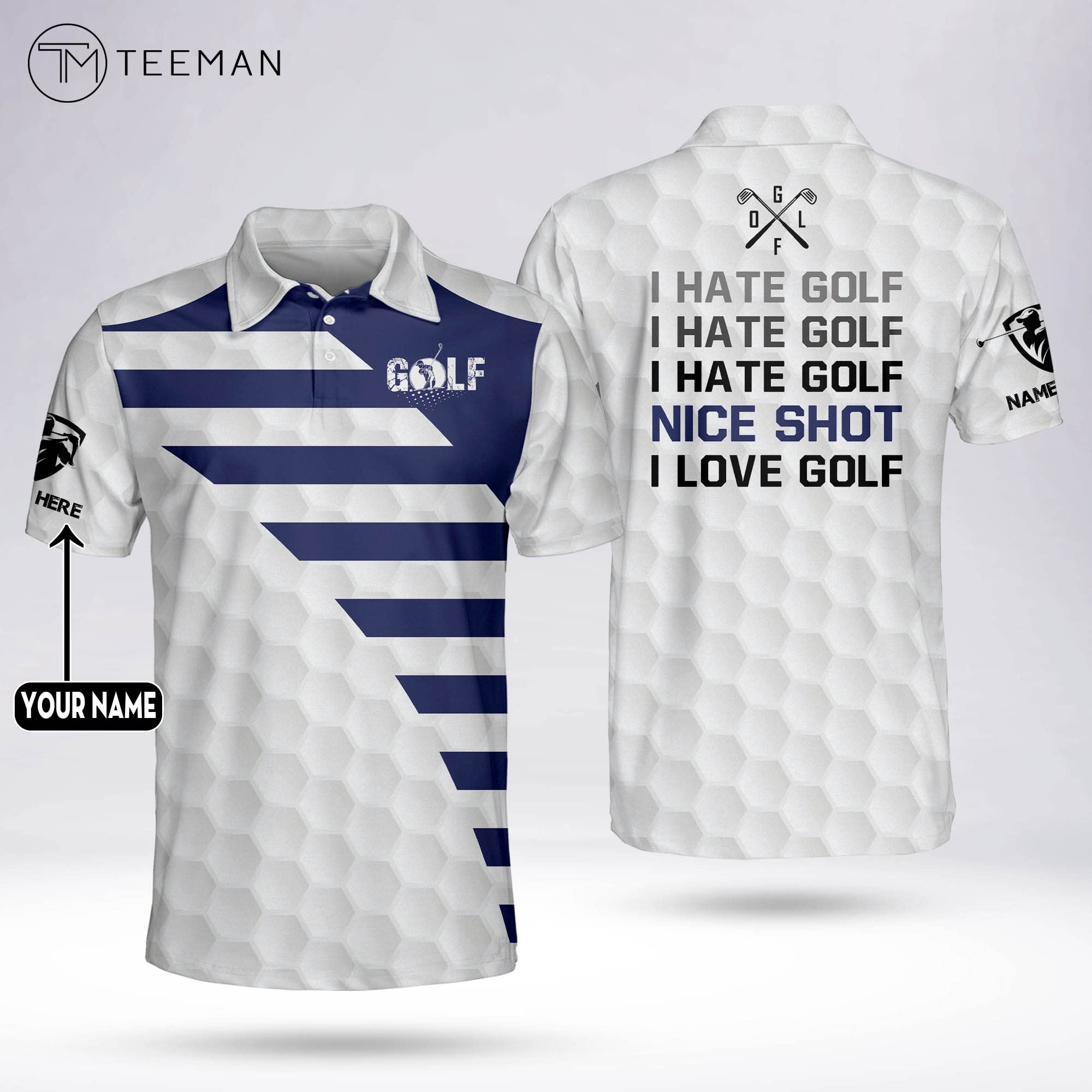 Custom Funny Golf Polo Shirts for Men - Personalized Short Sleeve Crazy Golf Shirts - Perfect for Golf Tournaments, Casual Wear & Funny Gifts