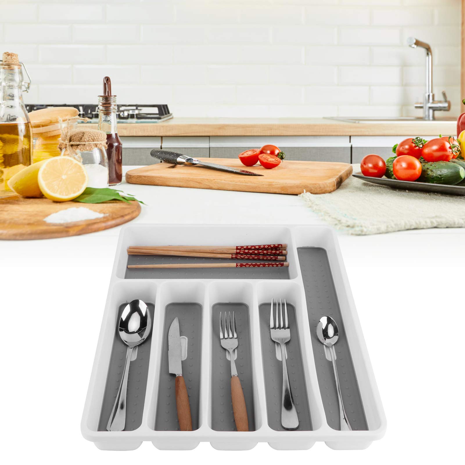 Premium Silverware Organizer Box - 15.9x12.8x1.7 Inch Cutlery Tray for Knives, Forks & Kitchen Utensils | Durable Storage Solution for Kitchen, Bathroom, Bedroom, Craft Room & Office | Perfect for Home Organization & Space Saving