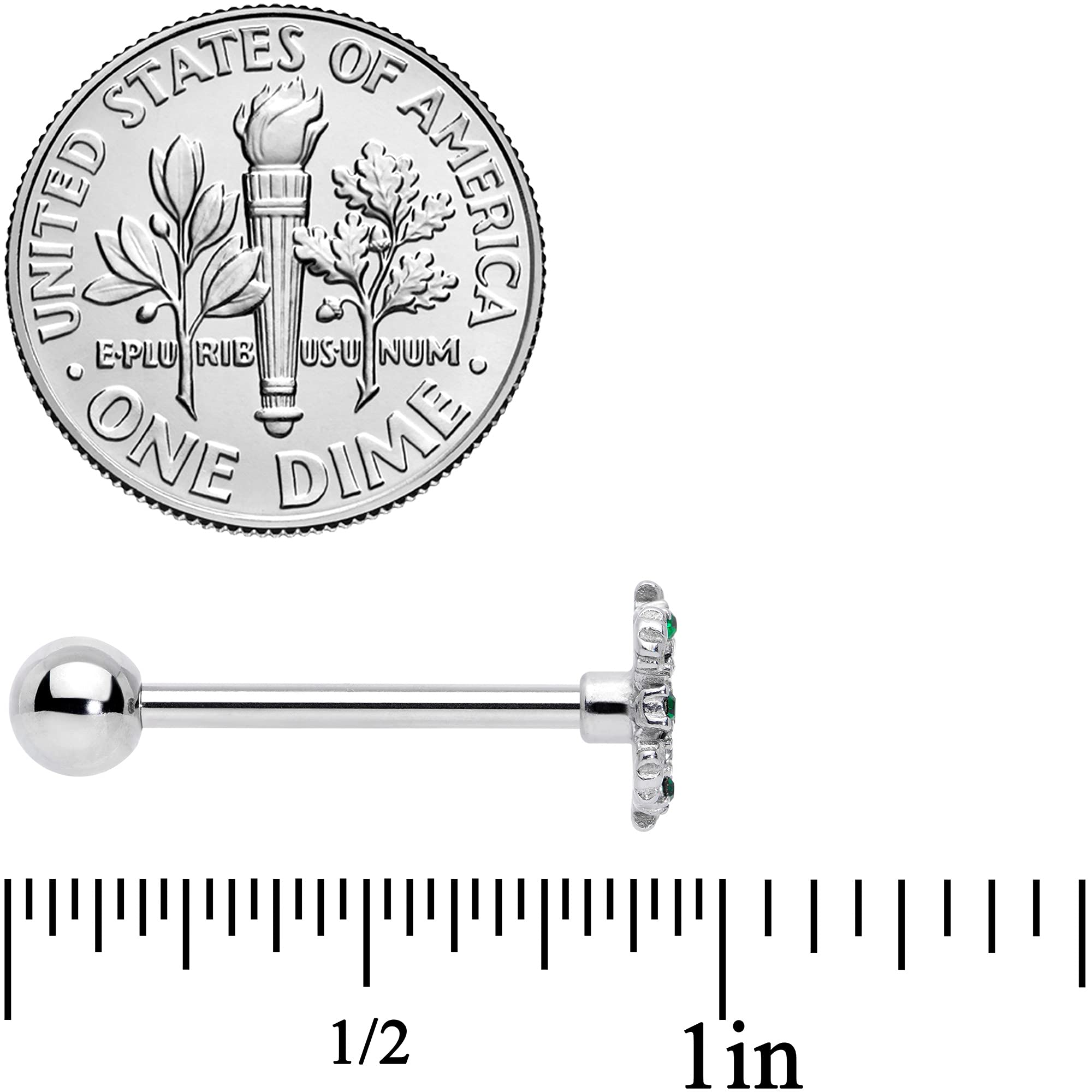 14G 316L Stainless Steel Christmas Snowflake Barbell Tongue Ring - Winter Holiday Body Jewelry for Women (5/8