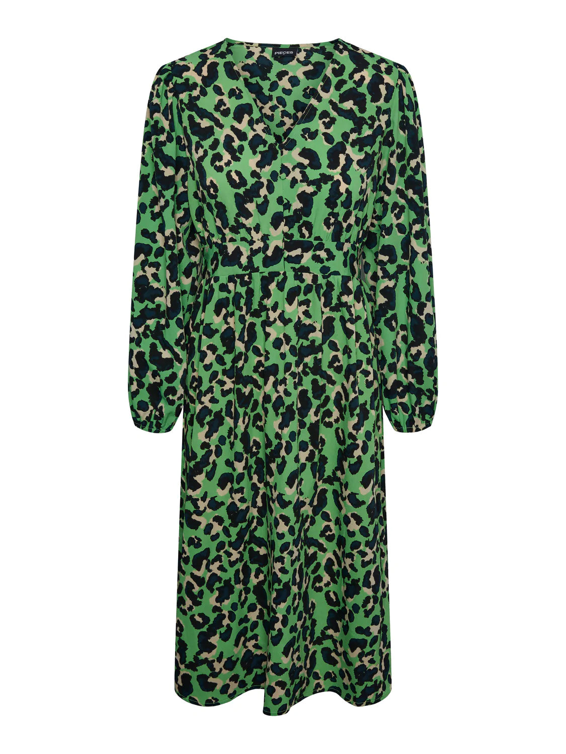 Erinn Midi Dress - Green Grass & Leo Print Floral Summer Dress for Women | Perfect for Beach Vacations, Garden Parties & Date Nights