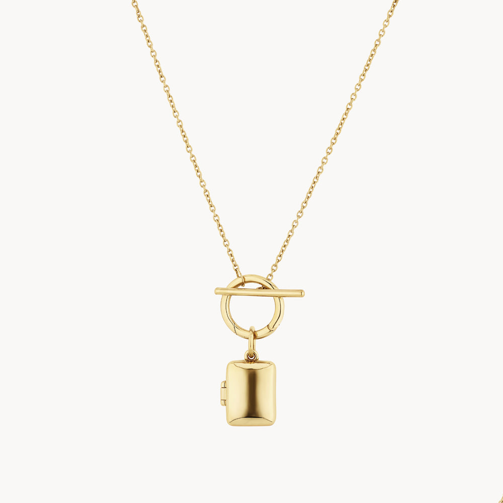 Personalized Engravable Gold Rectangle Locket Necklace with Chain - Perfect for Anniversary Gifts, Valentine's Day & Keepsake Jewelry