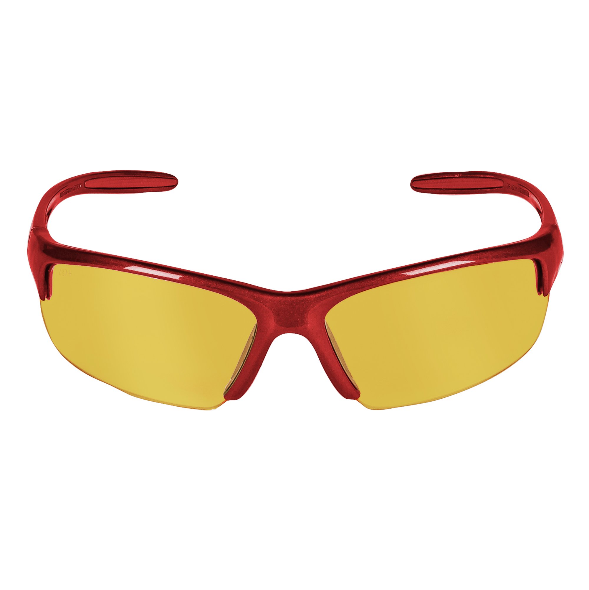 KLEENGUARD Smith and Wesson Safety Glasses (21299) - ANSI Z87.1 Certified Equalizer Safety Eyewear with Amber Lens & Red Frame, Pack of 12 - Ideal for Construction, Woodworking, and DIY Projects