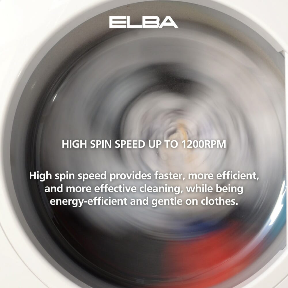 ELBA EWF 80120 VT 8KG Front Load Washing Machine - Energy Efficient, Quiet Operation for Apartments & Small Homes