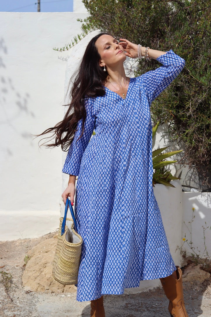 Satnam Dream Dress Blue - Elegant Women's Party Gown for Evening Events, Weddings & Special Occasions