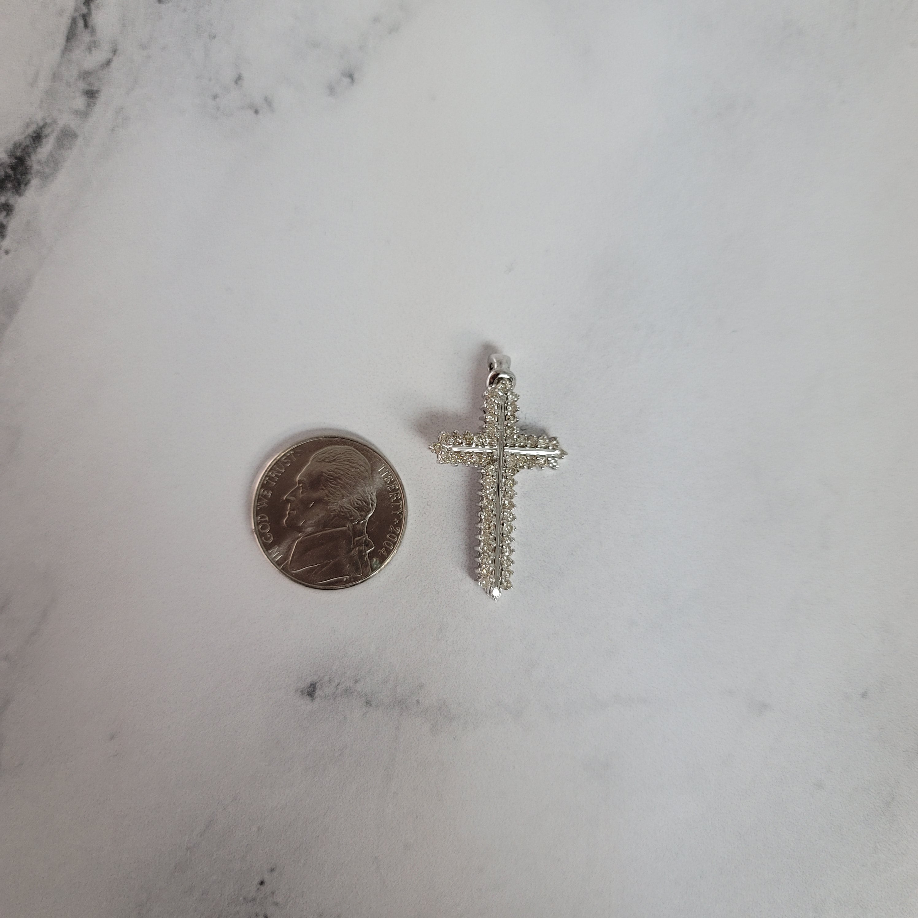 14K White Gold Diamond Cross Pendant Necklace .84cttw - Elegant Religious Jewelry for Women, Perfect for Baptism, First Communion & Everyday Wear