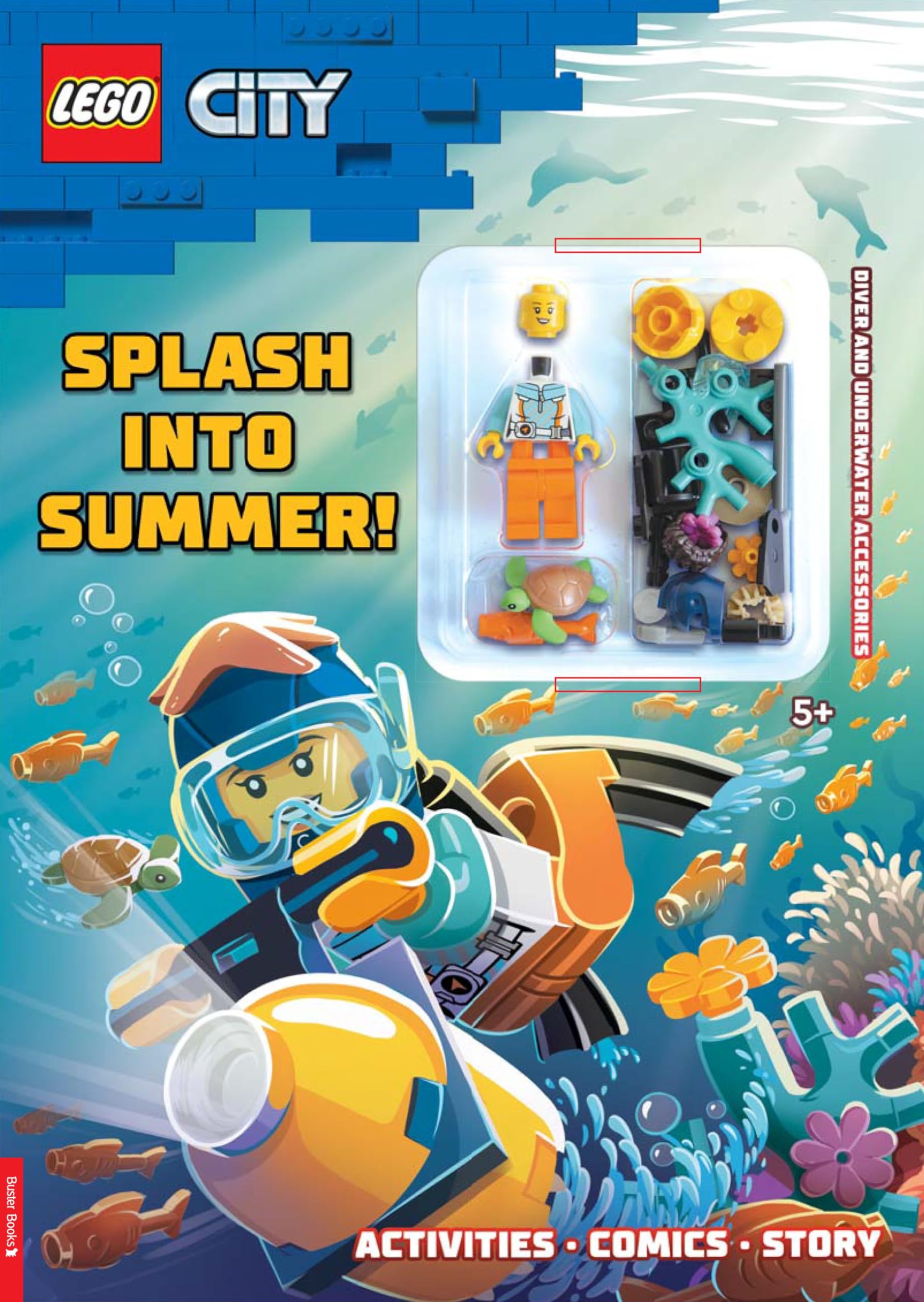 LEGO® City Splash into Summer Activity Book with Diver Minifigure & Underwater Accessories – Fun Learning Toy for Kids | Perfect for Summer Activities, Pool Parties & Creative Play