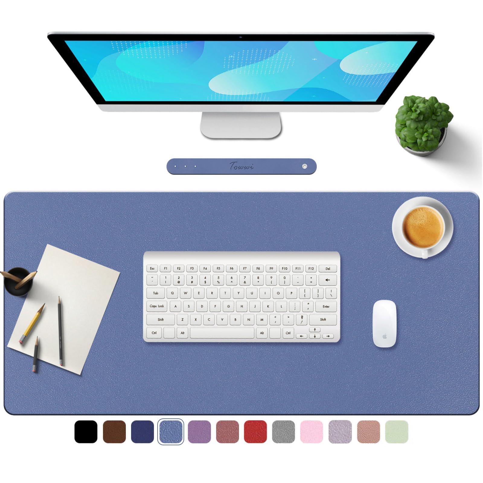 TOWWI PU Leather Desk Pad with Suede Base - 32