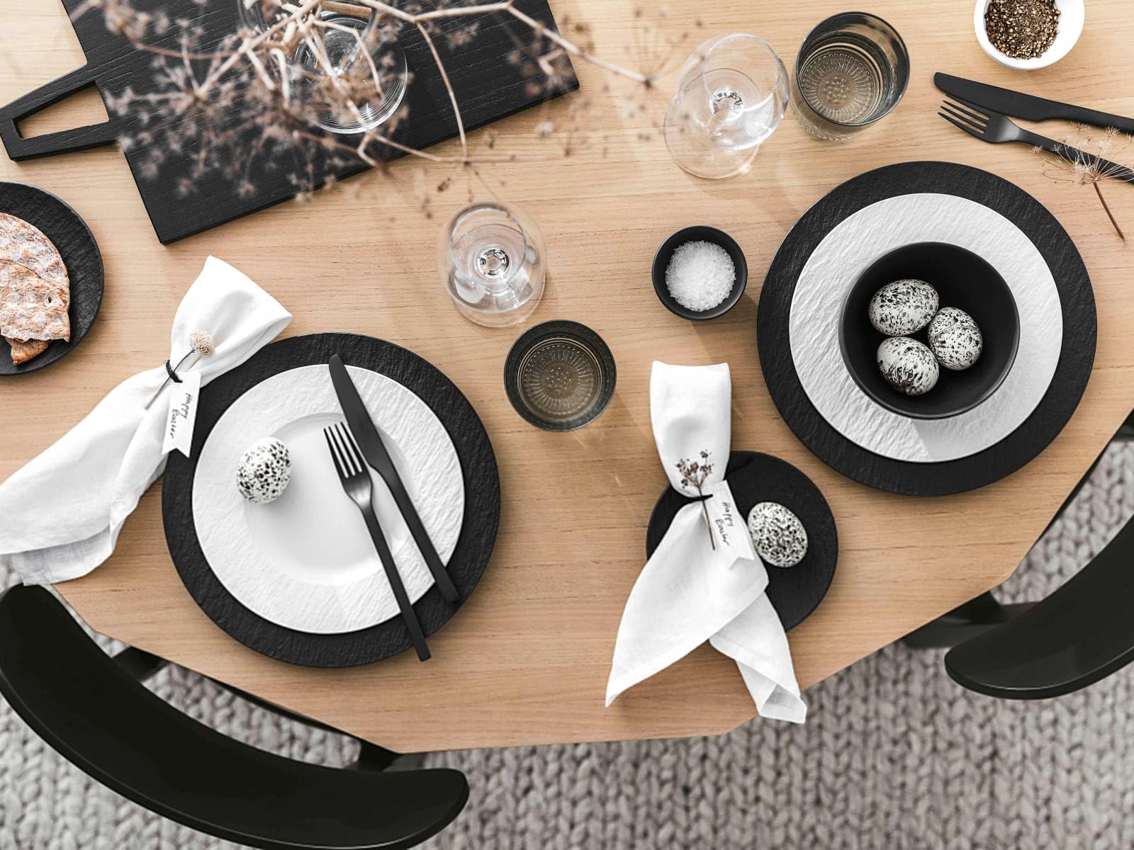Villeroy & Boch Manufacture Rock Blanc 6-Piece Porcelain Dinnerware Set - Premium White Tableware for Everyday Dining & Entertaining