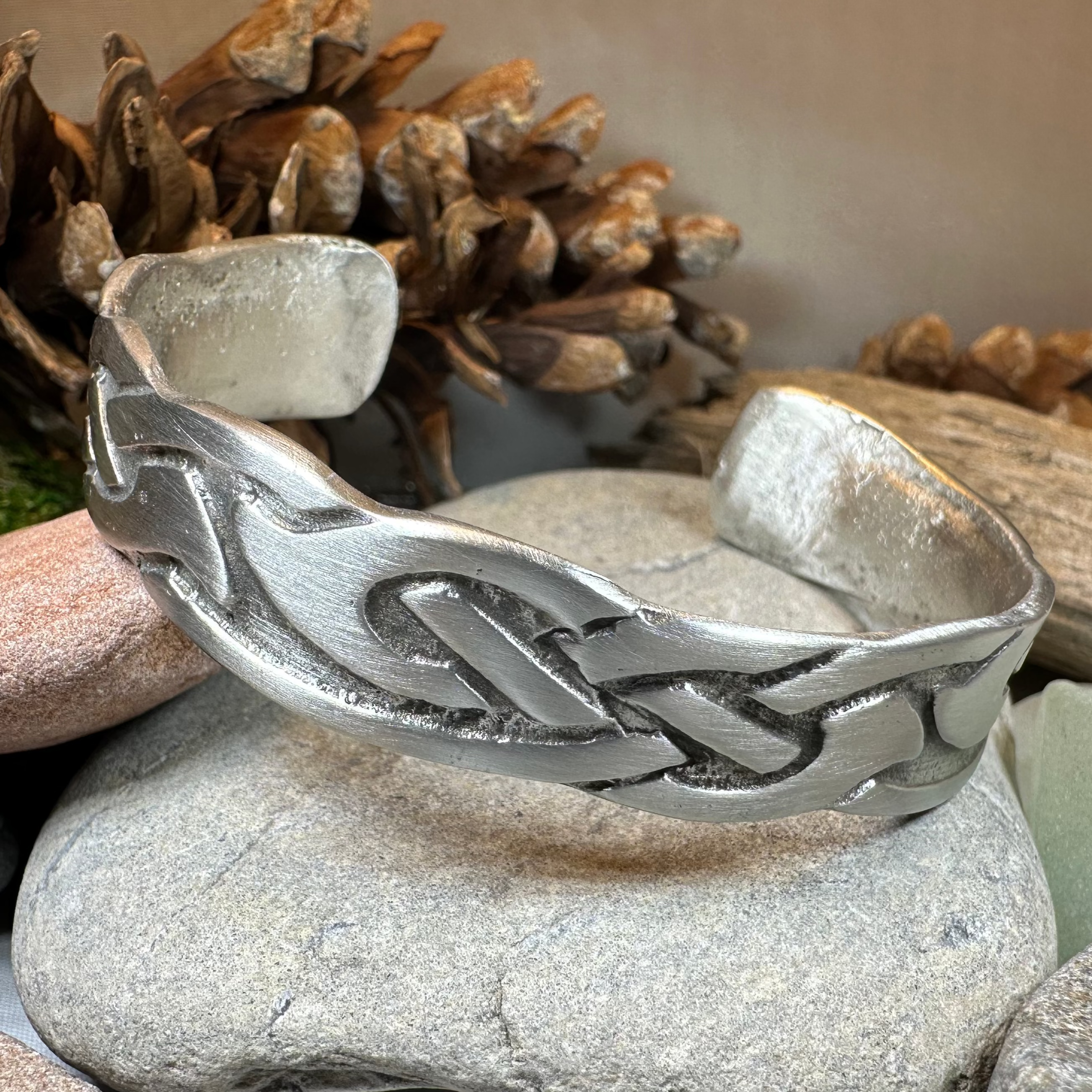 Celtic Pewter Cuff Bracelet for Women - Handcrafted Irish Knot Design - Perfect for Weddings, Parties & Everyday Wear