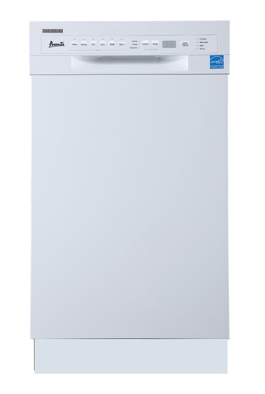 Avanti DW1831D0WE 24 Inch Built-In Dishwasher in White - Energy Efficient & Quiet for Small Kitchens or Apartments