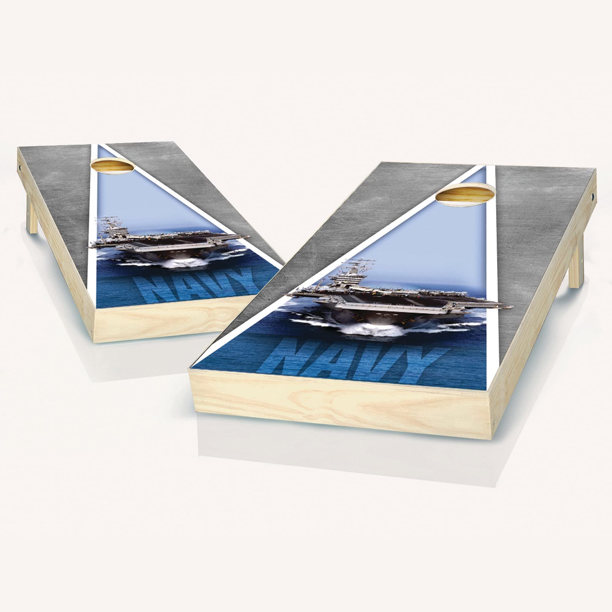 Skip's Garage US Navy Cornhole Board Set - Regulation Size Cornhole Game Boards with Optional LED Lights & Carrying Cases - Perfect for Backyard Parties, Tailgating, and Outdoor Events
