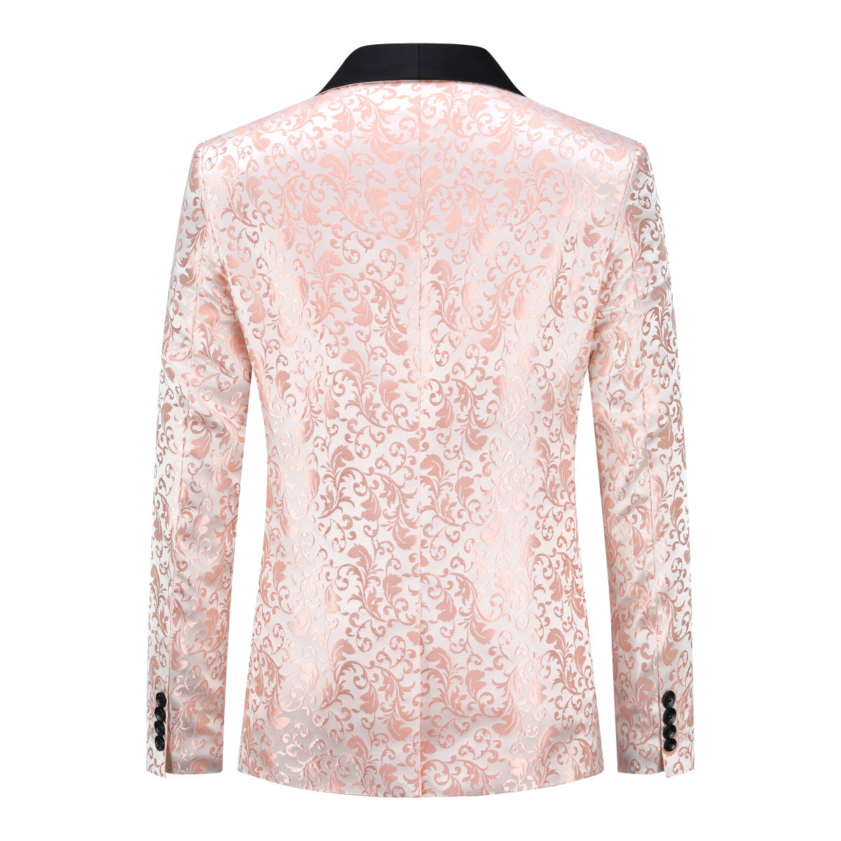 Men's Pink Floral Jacquard Tuxedo Blazer - Elegant Printed Dress Suit Jacket for Weddings, Parties & Formal Events