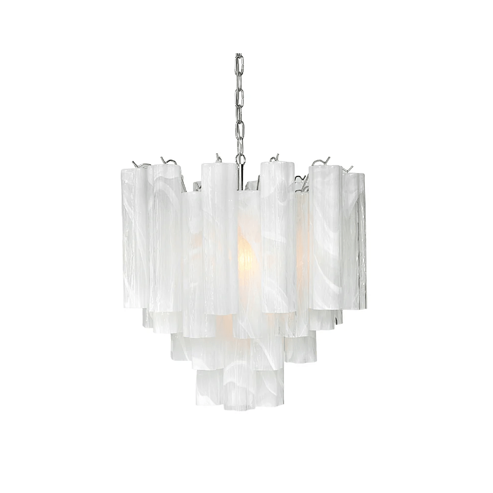 Frosted Glass Tube Chandelier - Modern Crystal Ceiling Light Fixture for Dining Room, Living Room & Bedroom - Elegant Lighting for Home Decor & Interior Design